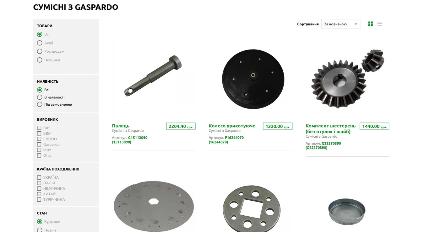 Spare parts for Gaspardo